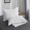 Simple&Opulence 100% Linen Pillow Case Queen Size Set of 2, White Pillow Covers with Overlap Closure, Luxury Breathable Pillowcases Protectors Suitable for All-Season (20" X 26", White)