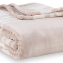 Berkshire Blanket-Classic Heavyweight Warm Soft Printed VelvetLoft® Plush Blanket, King Size Soft Fuzzy Blanket for Couch Sofa Bed, Stripe Cream, 90in x 108in