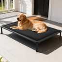 Veehoo Chew Proof Elevated Dog Bed, Indestructible Raised Dog Cot, Orthopedic Dog Platform Bed with Soft Padded Mat, Durable Waterproof Pet Cot for Indoor, Outdoor or Crate, 49-Inch, Black