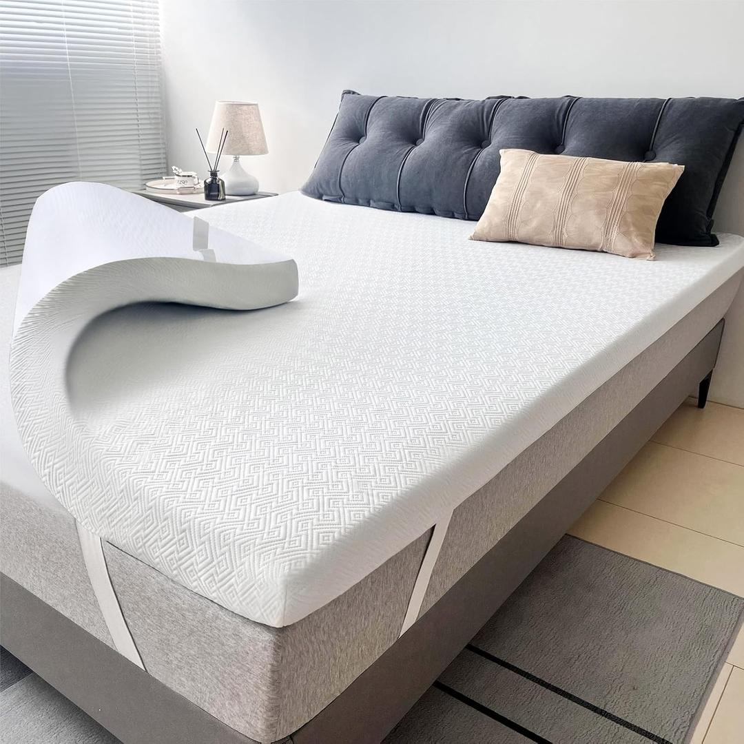 Airensky Full Size Memory Foam Mattress Topper, Cooling Gel Infused High Density Topper with Skin-Friendly Removable Cover, Pressure Relief Back Pain, CertiPUR-US Certified, (3 Inch, Full 54"x75")