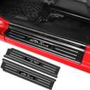 2PCS Door Sill Protector for Jeep Wrangler JL JLU 2018-2024/ Jeep Gladiator JT 2020-2024 Accessories Stainless Steel Front Door Car Pedal Kick Protection (2PCS-Front Door-Black)