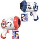 2 Bubble Gun Machine for Kids Toddler Ages 1-3, 8 Hole Bubble Maker with 5000+ Bubbles 360°No Leak Automatic Bubble Blower with Led Light 2 Bubble Solution for Birthday Party, Summer Toy for Kid 4-8