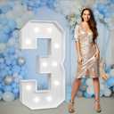 imprsv Marquee Numbers Large 3rd-Birthday Decorations: 4ft Light Up Number Party Decor 3 Year Old Girl and Boy Birthday Decoration Backdrop Anniversary Cardboard Big Mosaic Balloon Frame Number 3