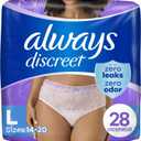 Always Discreet Adult Incontinence Underwear for Women and Postpartum Underwear, L, Up to 100% Bladder Leak Protection, 28 Count (Packaging May Vary) (Large)