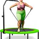 Foldable Mini Trampoline for Adults & Kids 40" Rebounder Trampoline with Adjustable Foam Bar for Indoor Workout Fitness