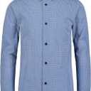 Calvin Klein Boys Long Sleeve Patterned Dress Shirt, Button-Down Style with Cuffs & Shirttail Hem (10, Dark Blue)