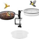 Deck Bird Feeders Platform Bird Feeder Deck Mount Bird Bath Spa for Dual Use Deck Flower Stand Flower Pot Great for Attracting Birds Detachable and Adjustable Heavy Duty Sturdy Steel,Bronze