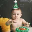 BOOMPA Half Birthday Party Hat, Green Felt with White Pom Pom, 1/2 Number Design