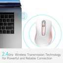 memzuoix 2.4G Wireless Mouse, 1400 DPI Computer Mice with USB Receiver, Portable Wireless USB Mouse Battery Powered Cordless Mice for Laptop, PC, Desktop, 5 Buttons (White Pink)