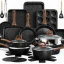 Pots and Pans Set Non Stick, 31 Piece Kitchen Induction Cookware & Bakeware Set, Nonstick Kitchen Cooking Pans Set with Frying Pans Set Grill Pan Saucepan Baking Sheet & Utensils, PFOA Free, Fully Assembled