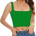 SanxiawaBa Women’s Sleeveless Crop Tops Square Neck Double Layer Workout Fitness Basic Cropped Tank Top, M