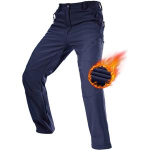 FREE SOLDIER Men's Fleece Lined Outdoor Cargo Hiking Pants Water Repellent Softshell Snow Ski Pants with Zipper Pockets (34W x 32L, Dark Blue)
