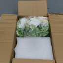 Peonies Artificial Flowers in Vase, Fake Hydrangea Silk Peony Flower Bouquet with Vase Faux Flowers Arrangement Decor Home Table Dining Room (White)
