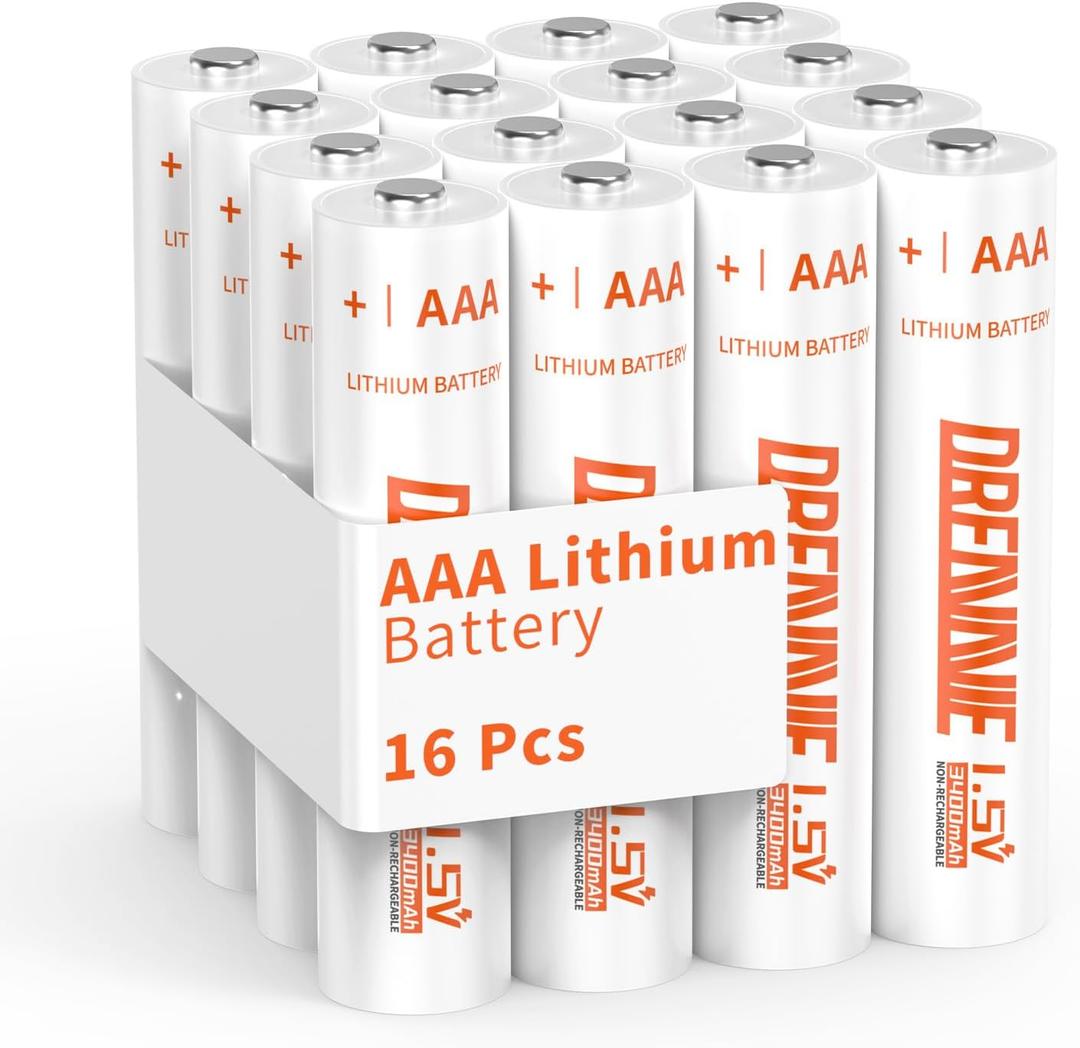 DREAMME AAA Lithium Batteries [Non-Rechargeable] 16 Pack - 1200mAh 1.5V ExtremeTemp Performance, Leak-Proof Design for Smoke Detectors, Toys, Cameras (10-Year Shelf Life)