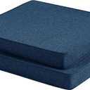 Outdoor Chair Cushions, Water-Resistant & Fade-Resistant, Patio Furniture Seat Replacement Chair Pads with Ties Zipper, Removable Cover, Non-Slip Bottom, Set of 2, 18.5 x 16 Inch, Navy Blue