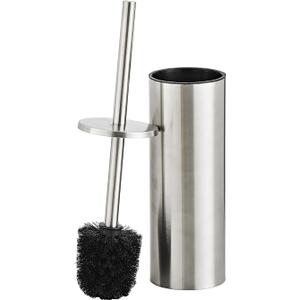Brushed Nickel Toilet Brush and Holder Set, Toilet Brush for Bathroom, Heavy Duty Toilet Bowl Brush with Holder, Removable Inner Bowl and Splash Protection