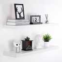 Woiusfor Floating Shelves 36 Inch Long, 9.3 Inch Deep Wall Shelf Fireplace Mantel, Rustic Farmhouse Wooden Shelves for Wall Decor Bathroom, Kitchen, Office (White, Set of 2)