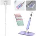 Snap Grip Mini Mop,Cloth Changing 36 inch Automatic Gripping Zero Touch Mini Grip Mop Compatible with Swiffer & Face Towels 360 Rotating Mops for Whole House Cleaning (5 Cloths)