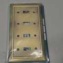 Metal Wall Plate for Electrical Outlets, Decorative Antique Brass Switch Plates Outlet Cover, Light Switch Cover Plate, 4-Gang Wall Plates (Quad Toggle, 1 Pack)