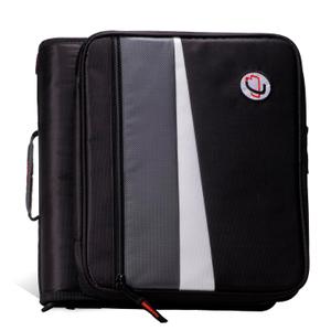 Case-It 2 Inch 3 D-Ring Zipper Binder with Padded Laptop Case Workstation, Shoulder Strap, LT-117, Black