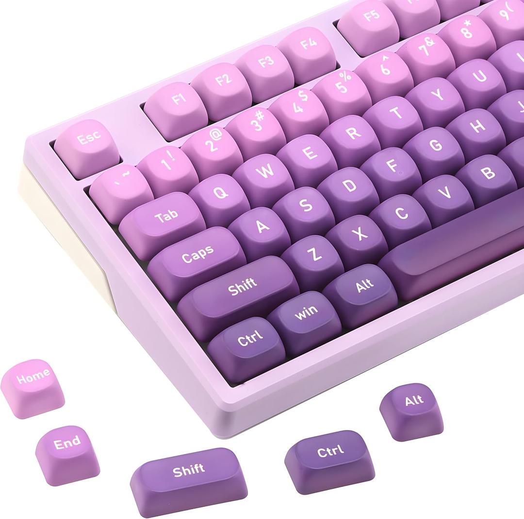 134Keys PBT Keycaps MOA Profile Key Cap for Cherry Gateron MX Switches Mechanical Keyboards Key caps (Gradient Purple)