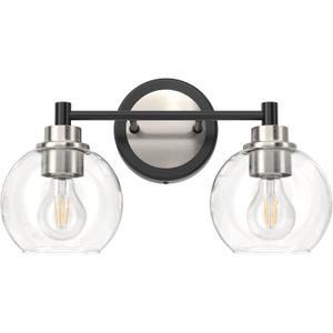 VONLUCE Bathroom Light Fixtures, 2-Light Vanity Light with Globe Glass Shades E26 Sockets, Bathroom Lights Over Mirror for Bedroom Hallway Living Room, Black & Nickel Finish