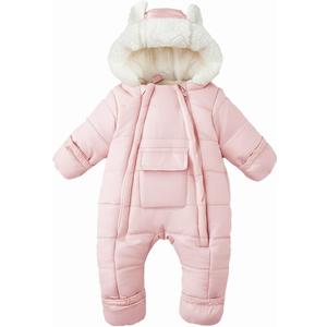 Baby Girls Boys Snowsuit Newborn Winter Clothes Jumpsuit Romper Infant Hooded Fleece Coat Jacket Outwear (18-24 Months, Pink)