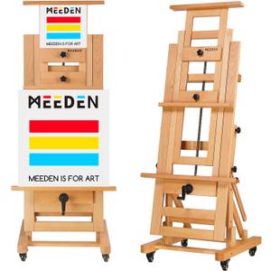 MEEDEN Extra-Large Artist Easel, Heavy Duty Painting Easel, Solid Beech Wood Professional H-Frame Easel, Movable and Tilting Flat Art Easel Stand for Adults, Holds Art Canvas Up to 76.7"