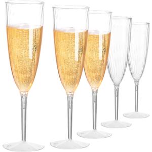 18 PCS Plastic Champagne Flutes,6 Oz Clear Disposable Champagne Glasses,Wine Glass Cocktail Cup for Wedding Party Birthday Celebrations Christmas Thanksgiving Engagement Mimosa Toasting Picnic (Clear)