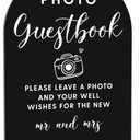4 x Acrylic Wedding Signs, Photo Guestbook Signs for Marriage Reception, Bridal Shower Decorations, Modern Arched Round Top Acrylic Table Top Sign with Holder for Wedding Party Dinner (Black)