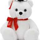 Tezituor 18inches Graduation Teddy Bear Stuffed Animals, Large Stuffed Bear with Graduation Hat & Bow-tie for Boys Girls, Cute White Grad Bear Plush Toys for Decoration