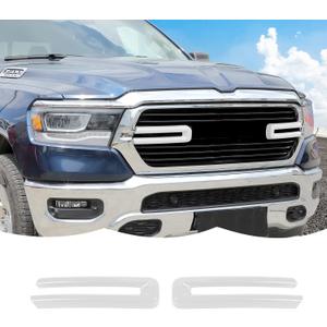 Front Grille Inserts Trim Cover Grill U Bar Cover Frame Decoration Exterior Accessories for Dodge RAM 2018 2019 2020 2021 2022, White