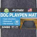 Drymate Jumbo Dog Playpen Mat (60x74), Super Absorbent, Waterproof, Slip-Resistant, Machine Washable, Reusable Puppy Pad for Training, Whelping, Housebreaking, Incontinence, Crate, Kennel (USA Made) (Charcoal)