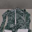 Century Star Long Sleeve Swimsuits for Women Bathing Suit Rash Guard Swimsuit 2025 Surfing Modest Swimsuit One Piece Full Coverage High Neck Athletic Zip Swimwear Green Flower 4-6, S