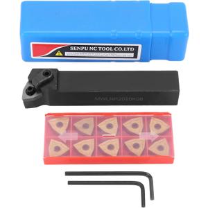 Set of Rotary Tool Holder 20 mm MWLNR2020K08 + 10 WNMG0804 Carbide Inserts