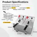 Valgus Dual Tanks Commercial Deep Fryer Electric 1700W 120V 26L Large Capacity Stainless Steel Countertop Kitchen Frying Machine with Basket & Lid, Drain System for Home Kitchen and Restaurant