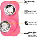 Hubulk Pet Dog Bowls 2 Stainless Steel Dog Bowl with No Spill Non-Skid Silicone Mat + Pet Food Scoop Water and Food Feeder Bowls for Feeding Small Medium Large Dogs Cats Puppies (Large, Pink)