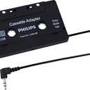 PHILIPS Universal Cassette Adapter with 3.5mm Audio Jack, Black