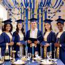 TaoBary Graduation Decorations 2026 Blue and Gold Grad Party Decoration Includes 42ft Graduation Cap Banner Star Garland 328ft Blue Gold Streamers 400pcs Glitter Paper Chain for Class of 2026 Decor