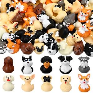 Soulchen 100 Pcs Mini Resin Dog Ducks Golden Retriever Duck Figurine Small Random Animal Statue Cute Funny Tiny Animal Figures