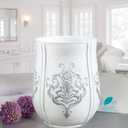 Creative Scents Vintage White Small Bathroom Trash Can 1.58 Gal / 6L Waste Basket for Bathroom - Durable Garbage Can - Space Friendly Waste Bin for Rustic Bedroom or Living Room Dcor