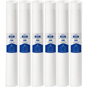 Whole House 20" x 2.5" Spun Polypropylene Depth Sediment Water Filter Cartridge 20" Pre-Filter Replacement for P25-20, PD-25-20, SDC-25-2020, EQ-304-20, FXWPT, SP-P25-20 (25 Micron, Pack of 6)