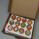 Soaoo 2 Sets Christmas Slice and Bake Wooden Cookie Play Food Set Gift for Kids Pretend Cookies and Baking Sheet Wooden Play Food Set Baking for Kids