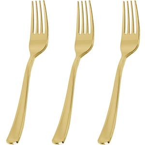 N9R 180PCS Gold Plastic Forks, Solid, Durable and Heavy Duty Plastic Forks, Perfect Utensils for Parties, Weddings and other Formal Events