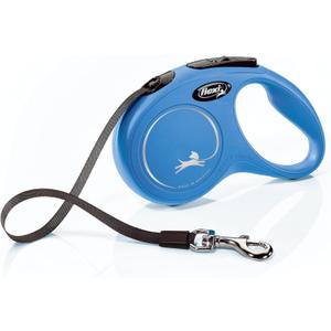 FLEXI New Classic Tape Retractable Dog Leash for Small Dogs Upto 33 lbs.  16 ft., Blue | Tangle Free Pet Walking Leash with One-Handed Brake, Pause, Lock|German Quality Product