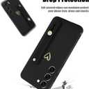 Compatible with Samsung Galaxy S23 Case for Women Girls, Cute Gold Love Heart Pattern with Wrist Hand Holder Stand Soft Silicone Kickstand Protection Cover (Black)