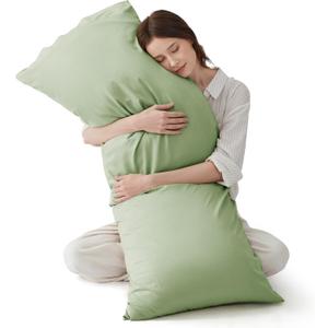 Bedsure Body Pillow Cover, Cooling Body Pillow Pillowcase for Hot Sleepers, Rayon Derived from Bamboo, Breathable & Silky Soft Long Pillow Case Cover with Envelope Closure, Sage Green, 20x54 Inches