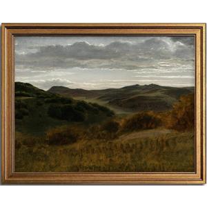 KBKBART Gold Framed Vintage Landscape Wall Art Home Decor, Retro Mountain Vintage Painting Prints, Moody Countryside Farmhouse Landscape Wall Decor, Canvas Wall Art for Living Room Decor Bedroom Home Bathroom Wall Decor(12"x16")