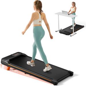 Abonow Walking Pad, Under Desk Treadmill with Incline for Home Office 2.5HP Portable Walking Treadmill with 265 Lbs Weight Capacity Walking Machine, Remote Control, LED Display (Black Orange)