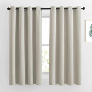 NICETOWN Natural Blackout Living Room Curtain - Grommet Window Treatment Thermal Insulated Solid Room Darkening Drapes Sound Dampening for Bedroom, 1 Panel, W52 x L63